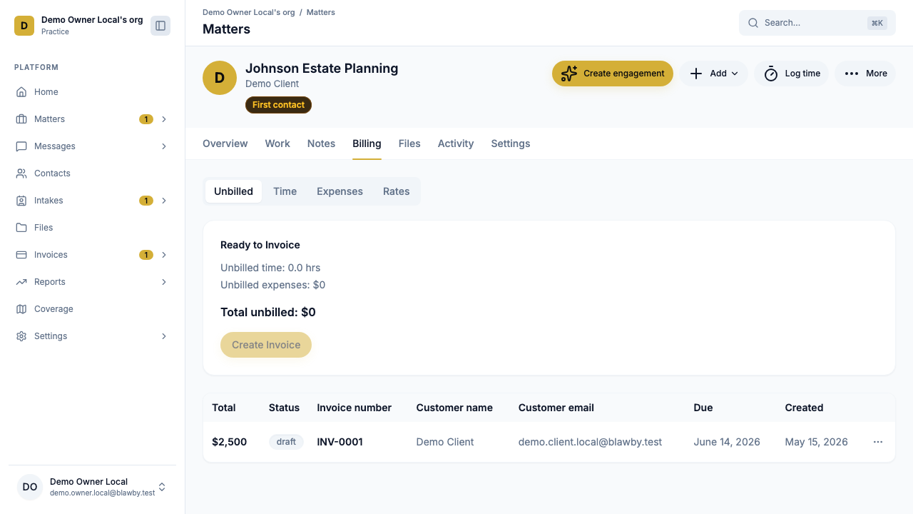 Invoice & trust transfer
